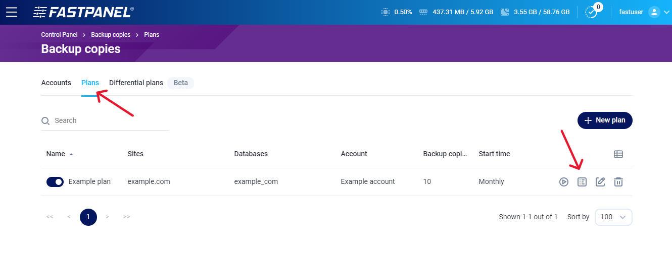 Restore a backup copy