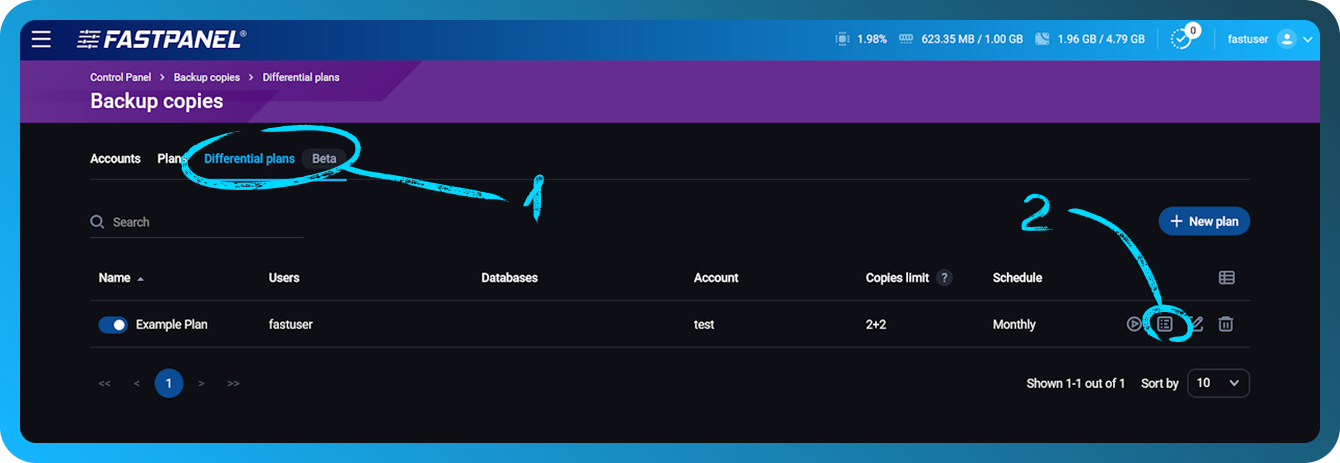 Restore a backup copy