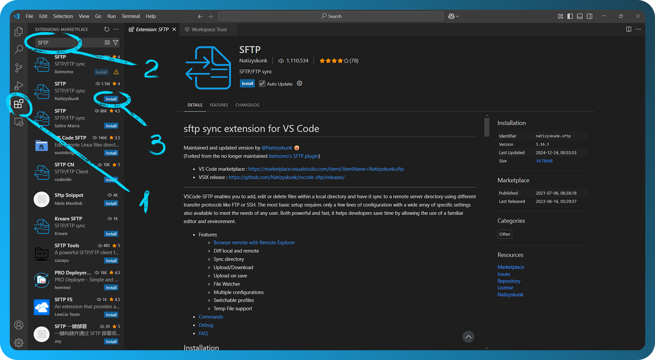 Install extension