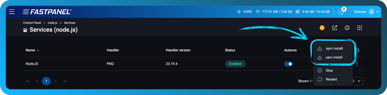 Node.js szolgáltatások