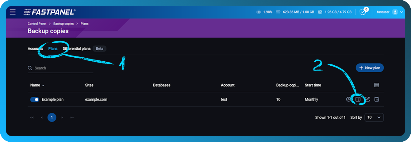 Ripristinare una copia di backup