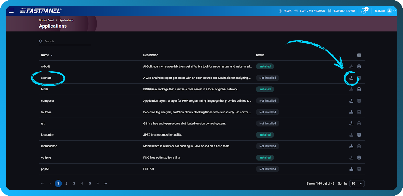 Installer awstats i FASTPANEL