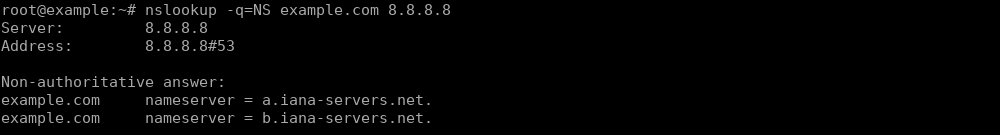 Pierwszy przykład nslookup