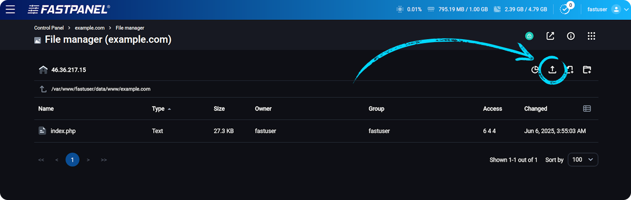 Kako instalirati wordpress u FASTPANEL-u, korak 2