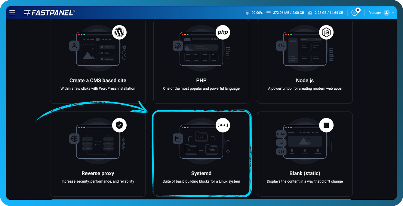 Trình hướng dẫn trang web Systemd